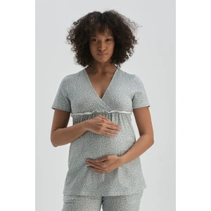 Yeşil Desenli Pijama Üst
