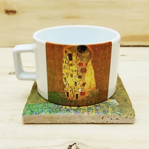 Gustav Klimt Set 4 - Çay/kahve Fincanı-Traverten Bardak Altlığı 1