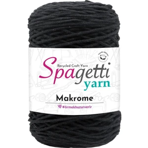 Spagetti Yarn Siyah Pamuk Makrome Ip