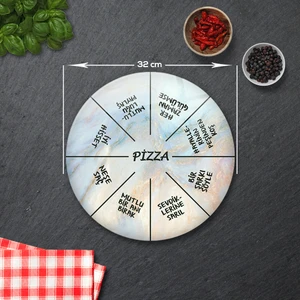 Pizza Servis Tabağı | Supreme Mermer | Mottolu Pizza Tabağı | Çap 32cm