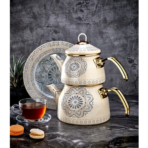 Polo Chef Venüs Emaye Çaydanlık Seti Üst Demlik: 1 lt Alt Demlik: 2 lt