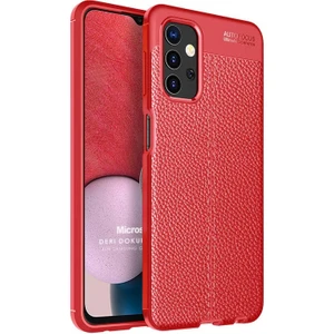 Samsung Galaxy A13 4g Kılıf Deri Dokulu Silikon Kırmızı