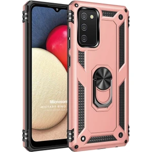 Samsung Galaxy A02S Kılıf Military Ring Holder Rose Gold