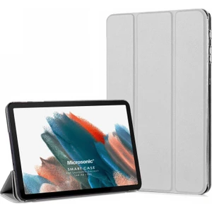 Samsung Galaxy Tab A8 X200 Kılıf Slim Translucent Back Smart Cover Gümüş