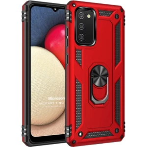 Samsung Galaxy A02S Kılıf Military Ring Holder Kırmızı