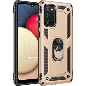 Samsung Galaxy A02S Kılıf Military Ring Holder Gold