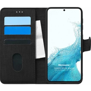 Samsung Galaxy S22 Kılıf Fabric Book Wallet Siyah