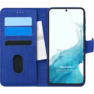 Samsung Galaxy S22 Kılıf Fabric Book Wallet Lacivert