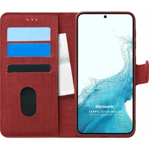 Samsung Galaxy S22 Kılıf Fabric Book Wallet Kırmızı