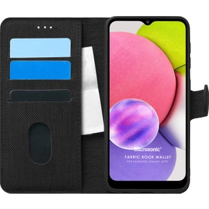 Samsung Galaxy A03S Kılıf Fabric Book Wallet Siyah