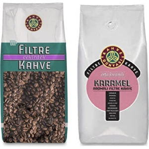 Kahve Dünyası Çekirdek Filtre Kahve 1 kg + Karamel Aromalı Çekirdek Kahve 1 kg