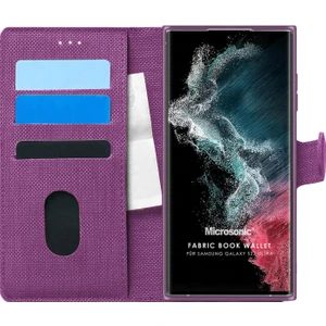 Samsung Galaxy S22 Ultra Kılıf Fabric Book Wallet Mor