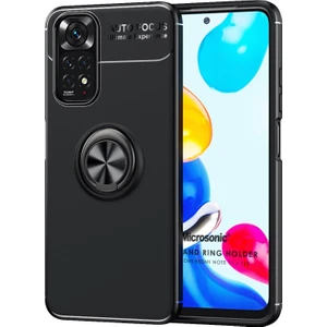 Xiaomi Redmi Note 11 Kılıf Kickstand Ring Holder Siyah