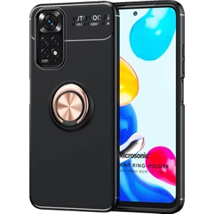 Xiaomi Redmi Note 11S Kılıf Kickstand Ring Holder Siyah Rose