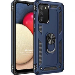 Samsung Galaxy A02S Kılıf Military Ring Holder Lacivert