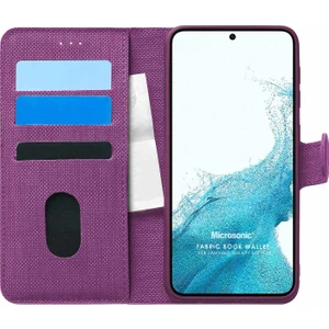 Samsung Galaxy S22 Kılıf Fabric Book Wallet Mor