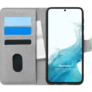 Samsung Galaxy S22 Kılıf Fabric Book Wallet Gri