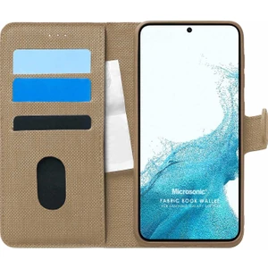 Samsung Galaxy S22 Kılıf Fabric Book Wallet Gold