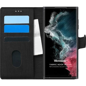 Samsung Galaxy S22 Ultra Kılıf Fabric Book Wallet Siyah