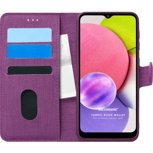 Samsung Galaxy A03S Kılıf Fabric Book Wallet Mor