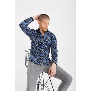 Hobi Club Yaprak Desenli Dijital Baskı Slim Fit Gömlek