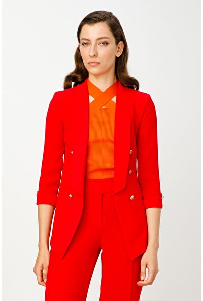 Ekol Kadın Blazer Düğmeli Ceket 5006