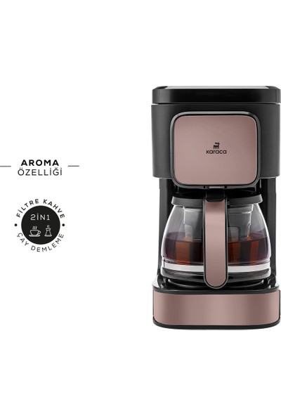 Karaca Just Coffee Aroma 2 In 1 Filtre Kahve ve Çay Demleme Makinesi Rosegold