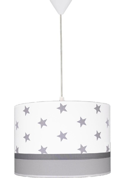 Çocuk Odası Silindir Kumaş Sarkıt-Beyaz Yıldız