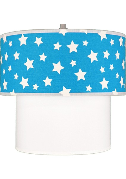 Çocuk Odası İkili Silindir Kumaş Avize Sarkıt-Mavi Beyaz Yıldız fiyatları