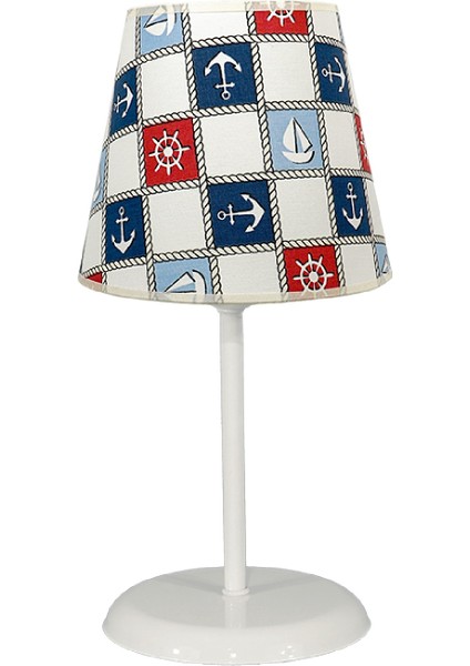 Çocuk Odası Konik Kumaş Abajur-Mavi Denizci