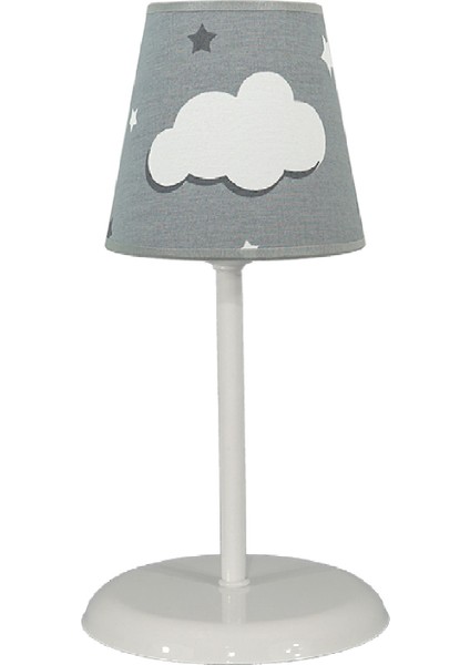 Çocuk Odası Konik Kumaş Küçük Abajur-Gri Bulut