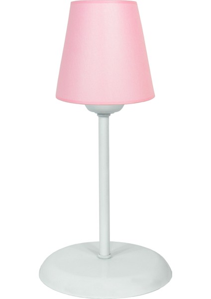 Modern Metal Ayak Konik Kumaş Küçük Abajur-Pembe
