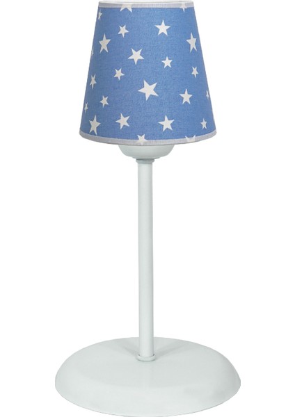 Çocuk Odası Konik Kumaş Abajur-Mavi Yıldız