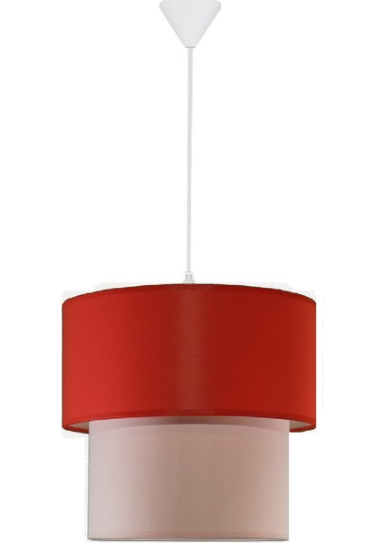 İkili Silindir Kumaş Avize Sarkıt-Kırmızı Pembe