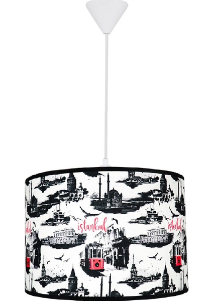 Silindir Kumaş Sarkıt Avize-Beyaz İstanbul