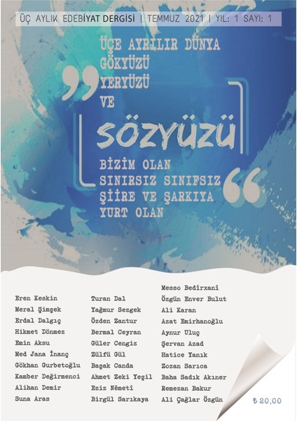 Sözyüzü Dergisi Sayı: 1 Temmuz 2021