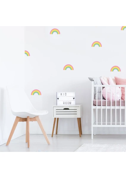 My Happy Place Myhappyplace Mini Rainbow Gökkuşağı Bebek ve Çocuk Odası Dekoratif Duvar Çıkartması Sticker (30 Adet)