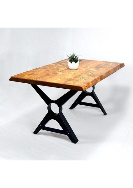 Doğal Ağaç Masif Kütük Masa 90CM x 200CM ( Metal Ayak )