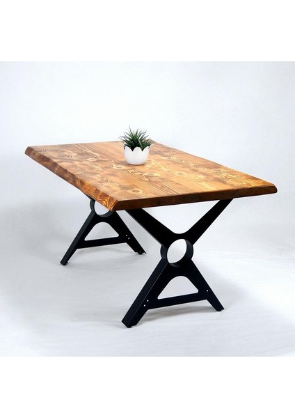 Doğal Ağaç Masif Kütük Masa 90CM x 200CM ( Metal Ayak )