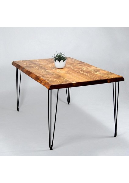 Doğal Ağaç Masif Kütük Masa 90CM x 180CM ( Metal Ayak )