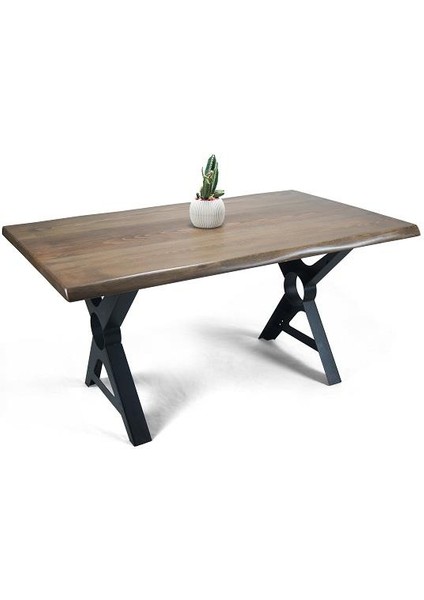 Doğal Ağaç Masif Kütük Masa 75CM x 165CM ( Metal Ayak )