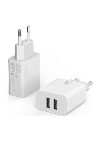 CH-662 Çift USB Şarj Aleti 2.4A Lightning Kablo Set 1mt Beyaz