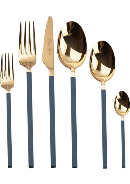 Carre Blue Gold 36 Parça Çatal Kaşık Bıçak Seti
