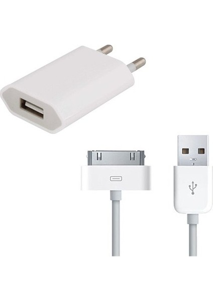 Tiger iPhone Uyumlu 4/4s Araç Şarj Aleti + Kablo Set Çift USB Girişli 2.0A