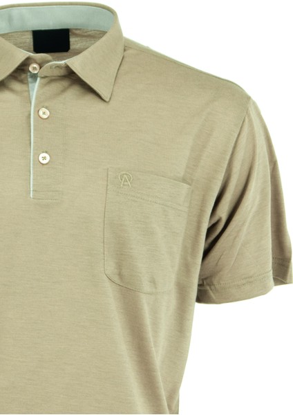 Erkek Cepli Kısa Kollu Düz Renk Normal Kesim Pamuklu Kumaş Gömlek Yaka T-Shirt