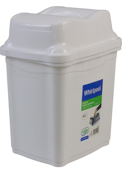 Çöp Kutusu Tezgah Üstü Girdap Kapaklı 2 Lt Beyaz