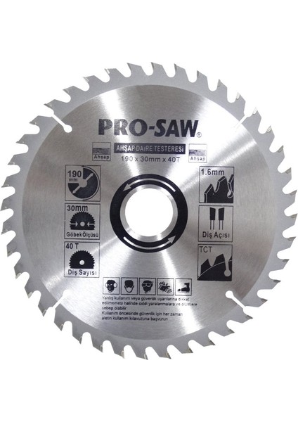 Pro Saw Prosaw PS16300 Elmas Daire Testere Bıçağı 190MM 40DIŞ - Ahşap