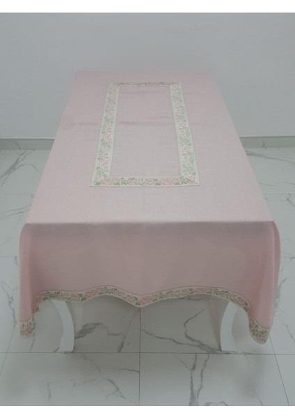 Nergis Lüx Jakar Bordürlü Keten Kumaş Pudra Masa Örtüsü Dikdörtgen 160x230 cm - 1137 fiyatları