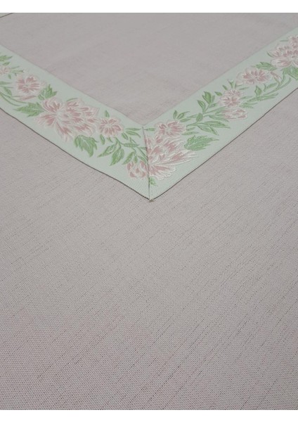 Nergis Lüx Jakar Bordürlü Keten Kumaş Pudra Masa Örtüsü Dikdörtgen 160x230 cm - 1137 modelleri