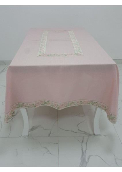 Nergis Lüx Jakar Bordürlü Keten Kumaş Pudra Masa Örtüsü Dikdörtgen 160x230 cm - 1137 fırsatları